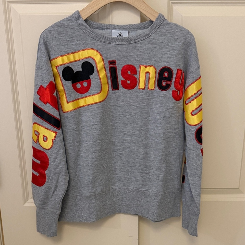 Disney cropped Gray Sweatshirt with Red and Yellow Design